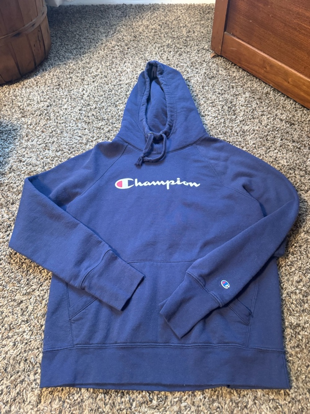 Champion Dark Navy Pullover Hoodie with Script Tag